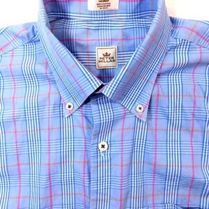 Peter Millar Blue and Pink Checkered Shirt